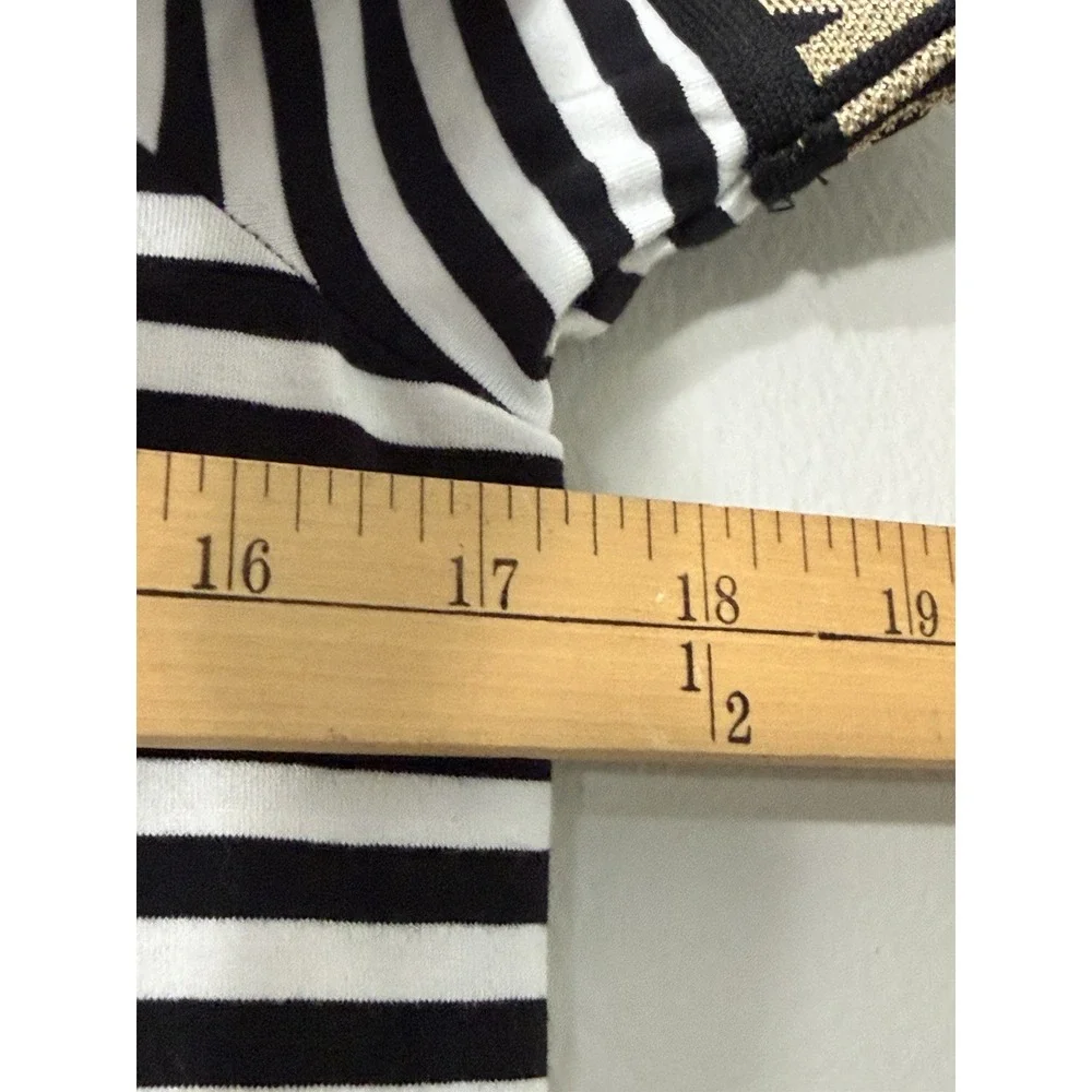 Karl Lagerfeld Paris‎ Striped Logo Tape Puff Sleeve Tshirt Dress Sz XS - Picture 9 of 11
